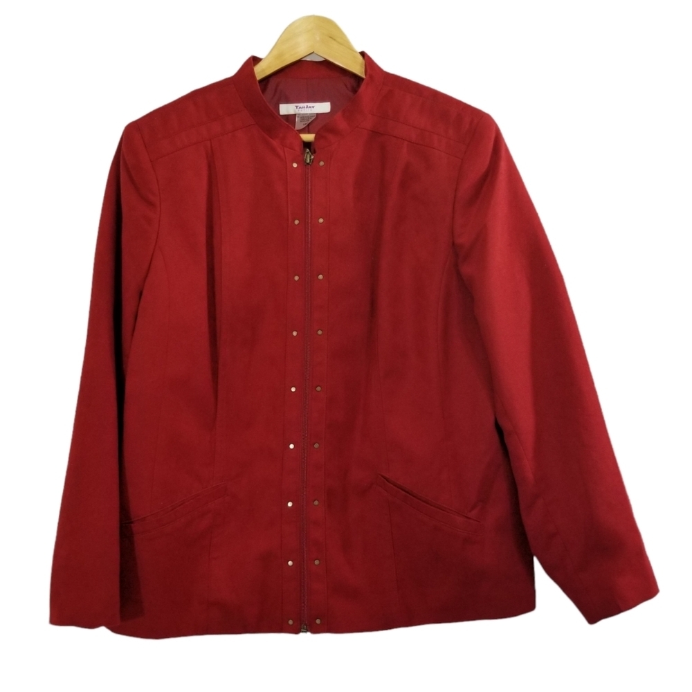 Red Tanjay zip up petite jacket in a size 16p